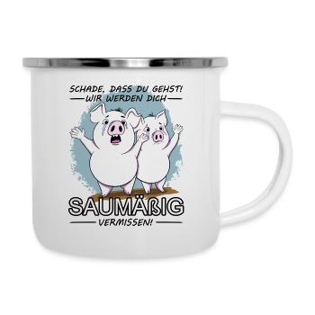 Schade dass du gehst | Glückwunsch zum Jobwechsel - Emaille-Tasse - Weiß - Rechts