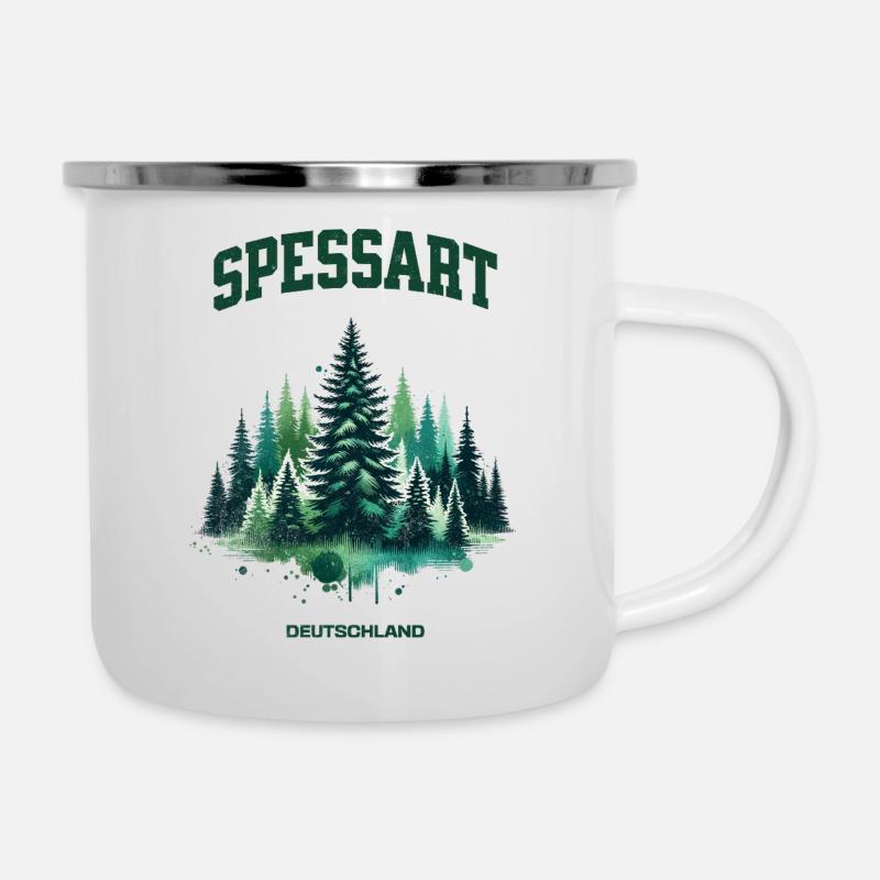 Spessart Deutschland Shirt Wald Natur Wandern - Emaille-Tasse - Weiß