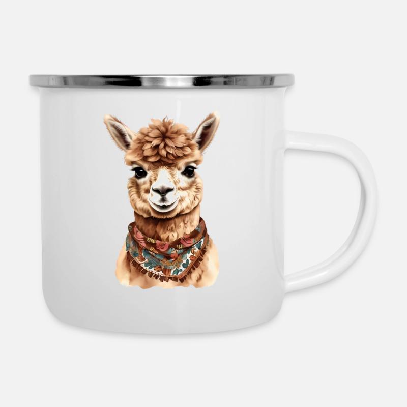 Alpaka Tier Design – Lustige Grafik Illustration - Emaille-Tasse - Weiß