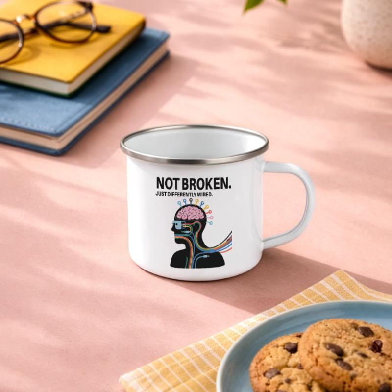 Pas cassé – juste câblé différemment Tasse émaillée