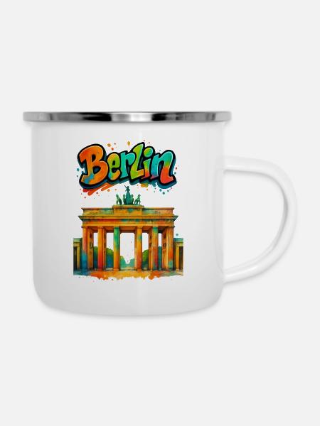 Berlin - Emaille-Tasse - Weiß
