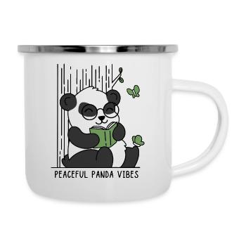 Friedliche Panda-Vibes - Emaille-Tasse - Weiß - Rechts
