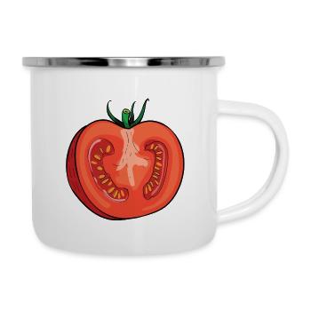 Tomate Kostüm Fasching Halloween Karneval Tomaten - Emaille-Tasse - Weiß - Rechts