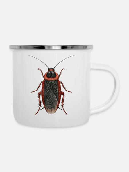 Kakerlake - Küchenschabe - Emaille-Tasse - Weiß