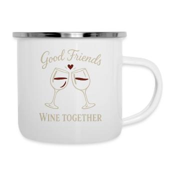 Gute Freunde trinken zusammen - Emaille-Tasse - Weiß - Rechts