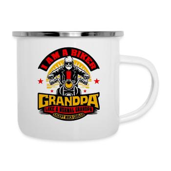 Ich bin ein Biker-Opa Lustiges Zitat für Opa Motor - Emaille-Tasse - Weiß - Rechts
