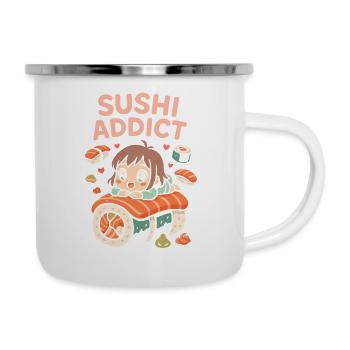 Sushi-Süchtiger - Emaille-Tasse - Weiß - Rechts