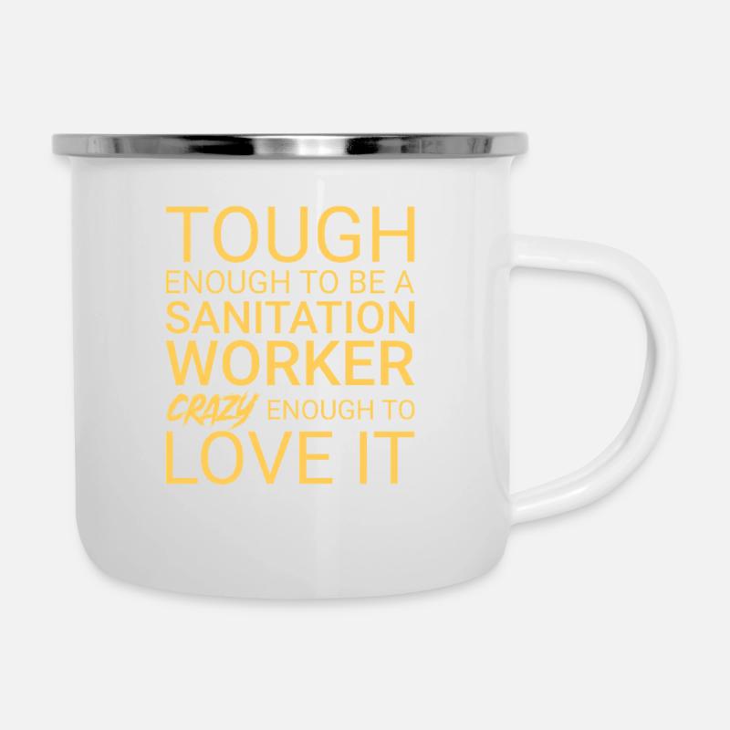 Travailleur de l’assainissement Crazy - Tasse émaillée - blanc