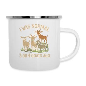 Vor 3 oder 4 Ziegen war ich normal - Emaille-Tasse - Weiß - Rechts