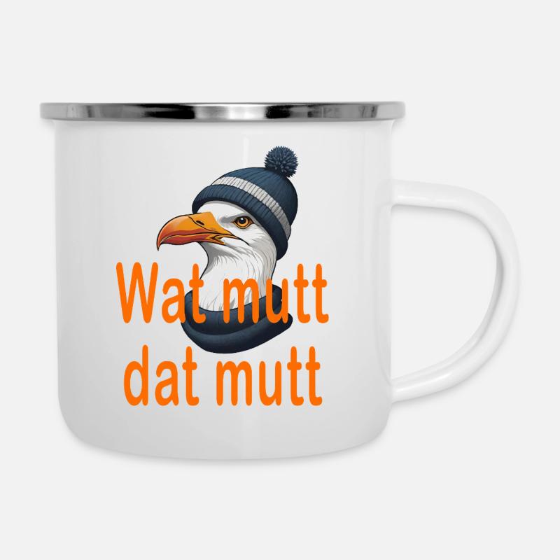 Wat mutt dat mutt - Tazza smaltata - bianco