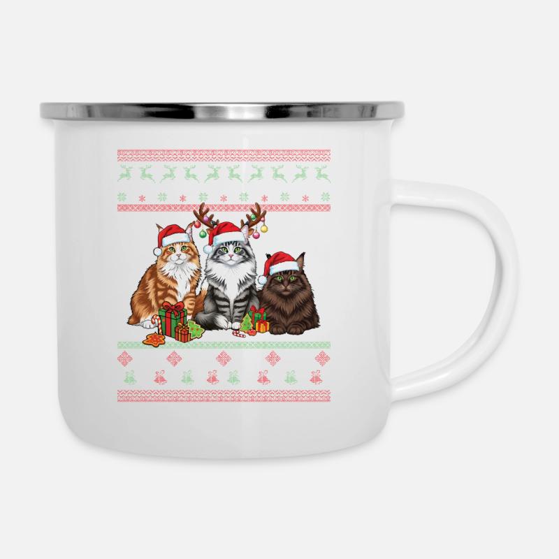 Père Noël laid Noël Amour Chats - Tasse émaillée - blanc