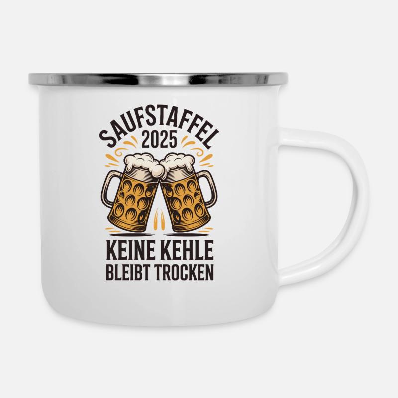 Incitation à la consommation d’alcool 2025 Aucune gorge ne reste sèche - Tasse émaillée - blanc