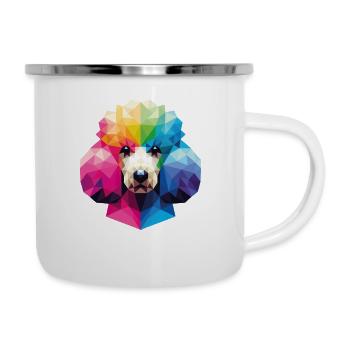Caniche coloré de style polygonal géométrique - Tasse émaillée - blanc - Droite