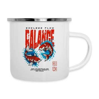 Poisson Koi - Équilibre - Tasse émaillée - blanc - Droite