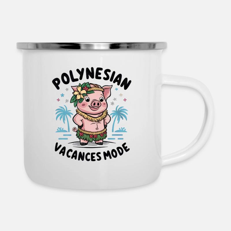 Polynesian Vibes Ambiance Îles Tropicales Soleil - Tasse émaillée - blanc