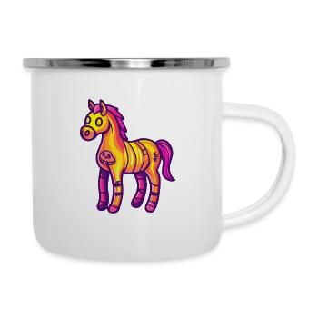 Pferd Halloween Zombie - Emaille-Tasse - Weiß - Rechts