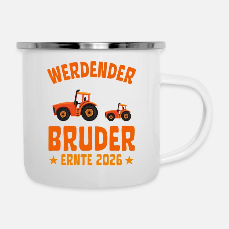 Werdender BRUDER Ernte 2026 Traktor - Emaille-Tasse - Weiß