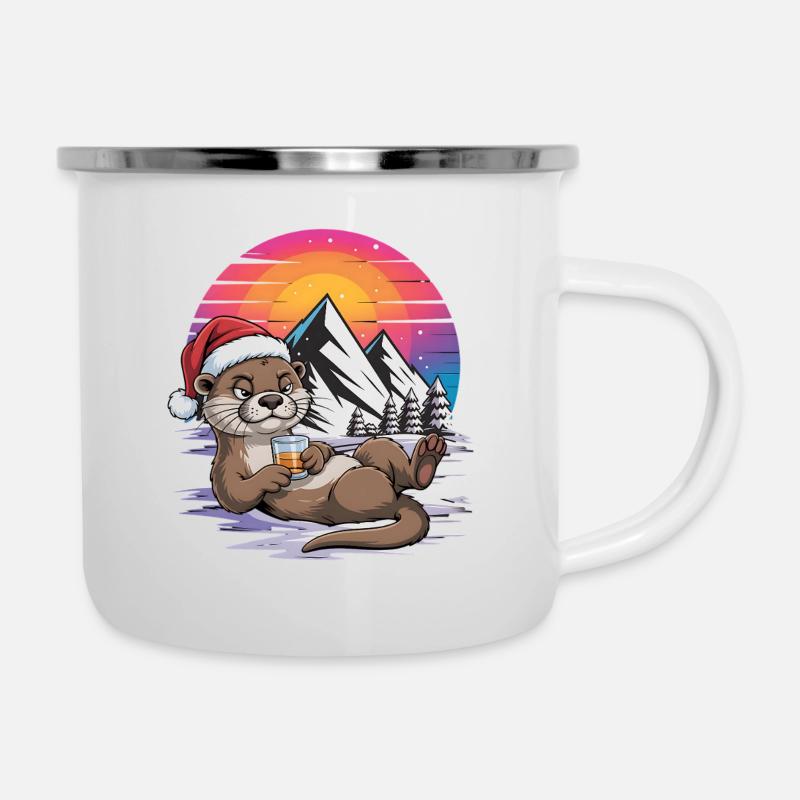 Père Noël drôle Noël avec dicton - Tasse émaillée - blanc