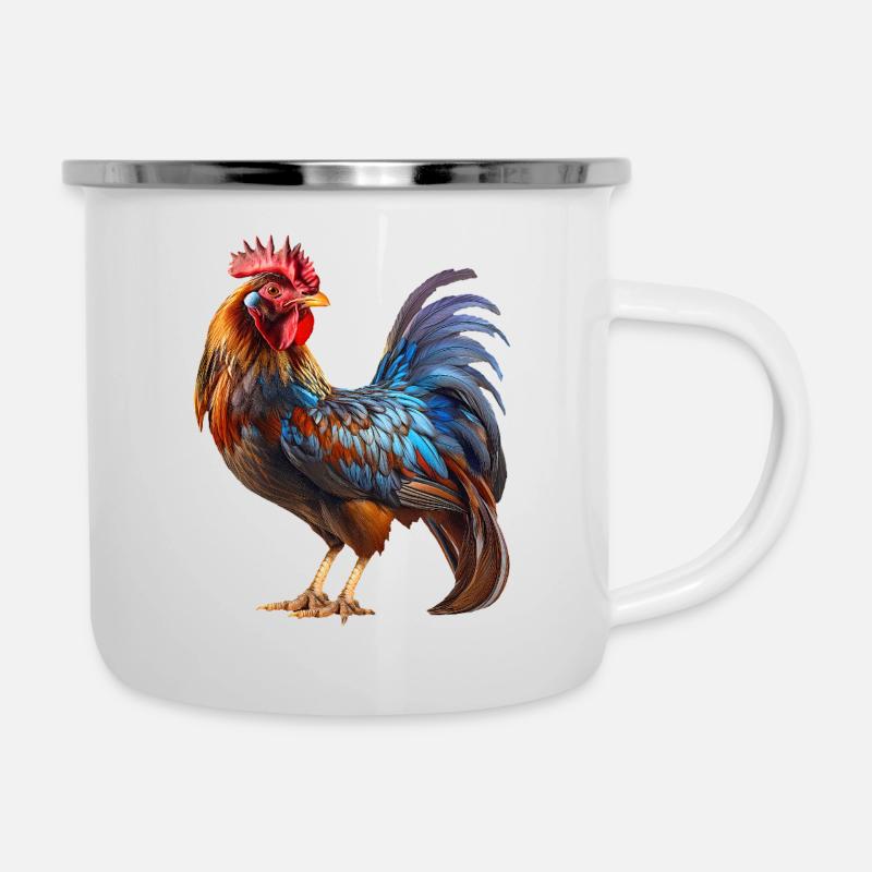 Coq - Tasse émaillée - blanc