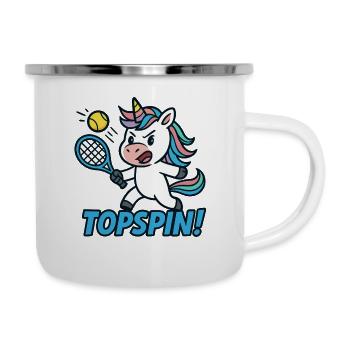 Topspin! Unicorn Tennis Humor Power - Camper Mug - white - Right