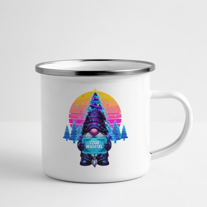 Cyberpunk Code Gnome - Synthwave Noël Nerd Tasse émaillée