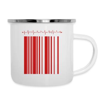 Emergency Streifen Kontrast - Emaille-Tasse - Weiß - Rechts