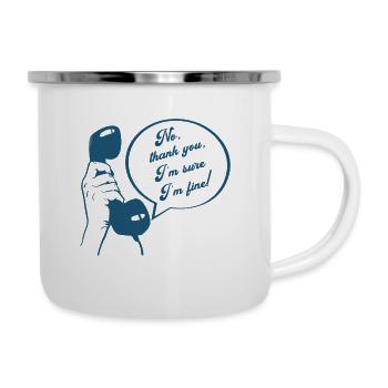Retro Phone Design Funny Conversation  I'm Fine - Camper Mug - white - Right