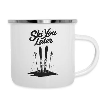 Ski You Later Lustiger Spruch für Skifahrer - Emaille-Tasse - Weiß - Rechts
