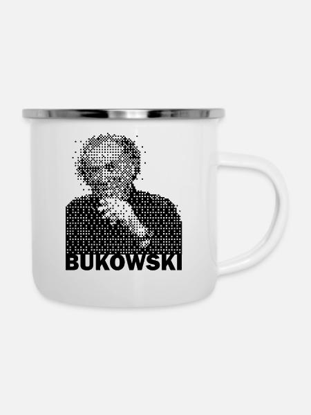 Porträt von Charles Bukowski - Emaille-Tasse - Weiß