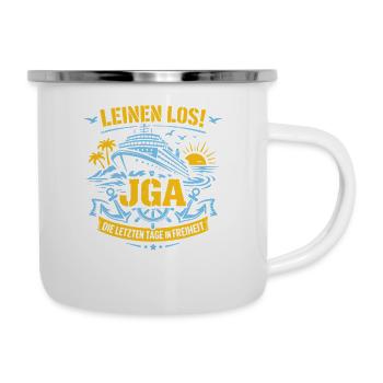 Leinen Los! JGA auf hoher See - Emaille-Tasse - Weiß - Rechts