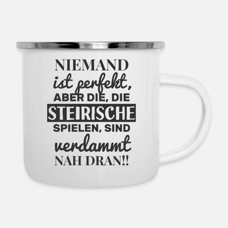 Personne n’est parfait - Harmonica styrienne - Tasse émaillée - blanc