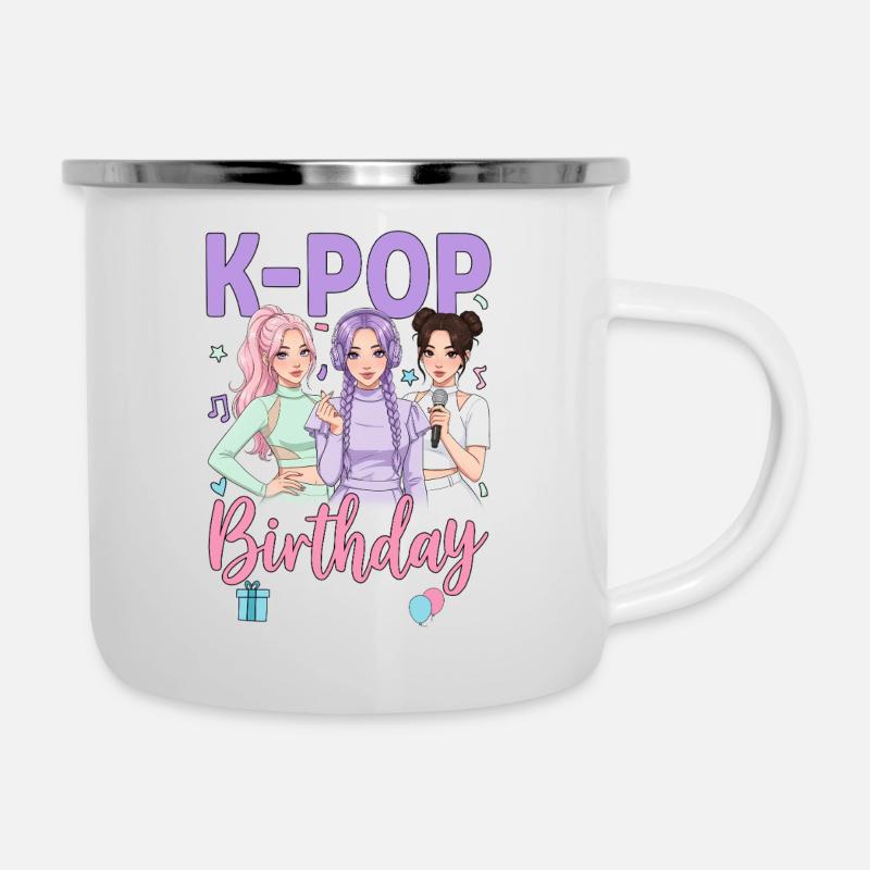 Équipe d’anniversaire K Pop - Tasse émaillée - blanc