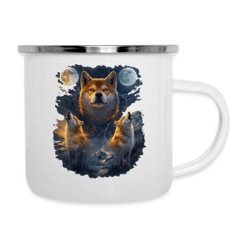 Shiba Inu Zwei Monde - Emaille-Tasse - Weiß - Rechts