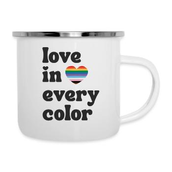 Love in every Color Pride LGBTQIA Regenbogen Herz - Emaille-Tasse - Weiß - Rechts
