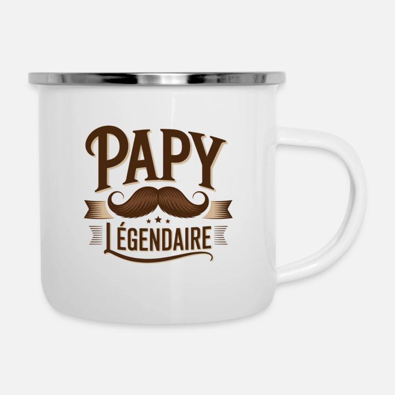 Opa Legendärer Schnurrbart - Emaille-Tasse - Weiß