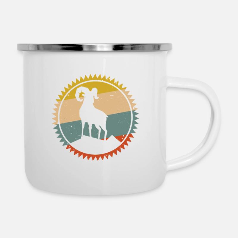 Emblème du chameau du coucher de soleil dans le désert - Tasse émaillée - blanc