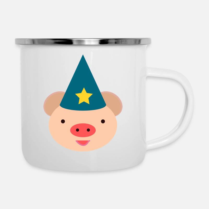 Piggy Magic Hat Cartoon - Camper Mug - white