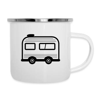 Kleiner Wohnwagen - Emaille-Tasse - Weiß - Rechts
