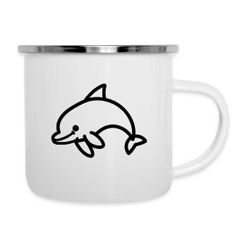 Delfin - Emaille-Tasse - Weiß - Rechts