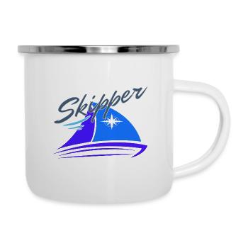 Skipper Segelboot Segler Boot Kapitän Geschenk - Emaille-Tasse - Weiß - Rechts