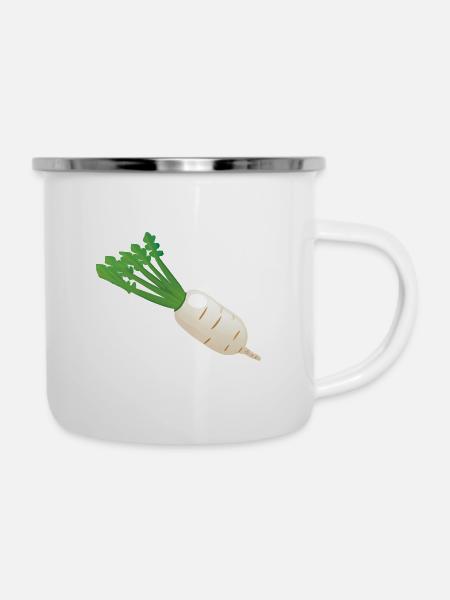Rettich - Emaille-Tasse - Weiß