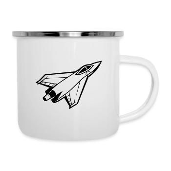 Kampfjet - Emaille-Tasse - Weiß - Rechts