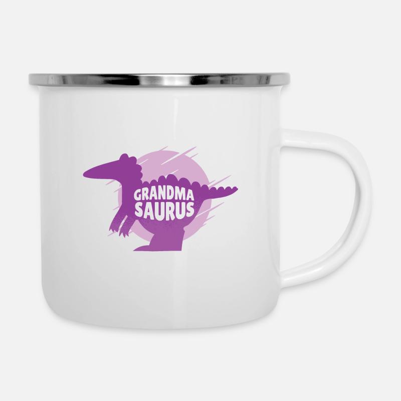 Oma Saurus - lustige Großmutter Dinosaurier - Emaille-Tasse - Weiß