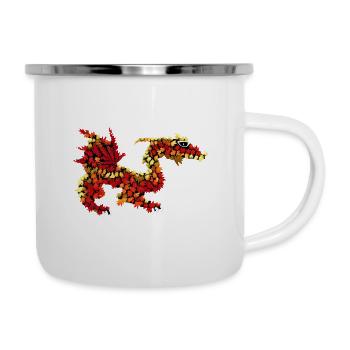 Drache aus Herbstlaub - Emaille-Tasse - Weiß - Rechts