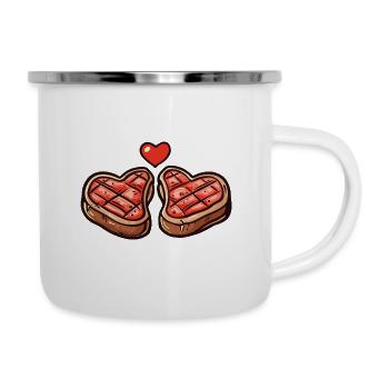 Steak Meat Grilling Couple Love Heart - Camper Mug - white - Right