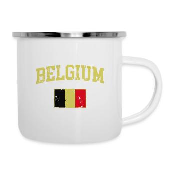 Vintage Drapeau Belgique Rétro Belge - Tasse émaillée - blanc - Droite