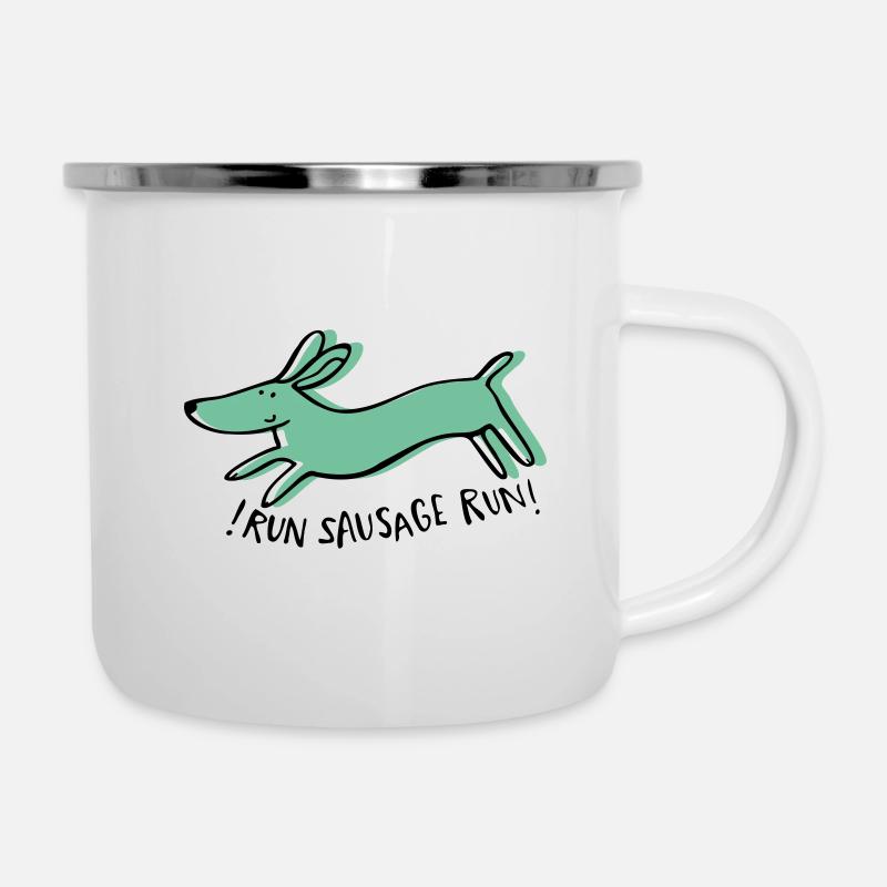 Dackel - Emaille-Tasse - Weiß