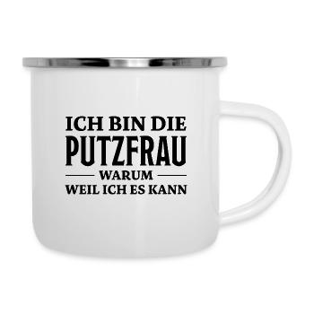 Putzfrau Spruch Reinigungskraft Putzfrau Geschenk - Emaille-Tasse - Weiß - Rechts