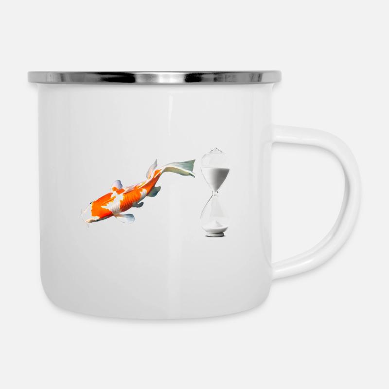 KOI Zeit - Emaille-Tasse - Weiß