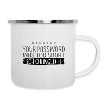 Hacker - Emaille-Tasse - Weiß - Rechts